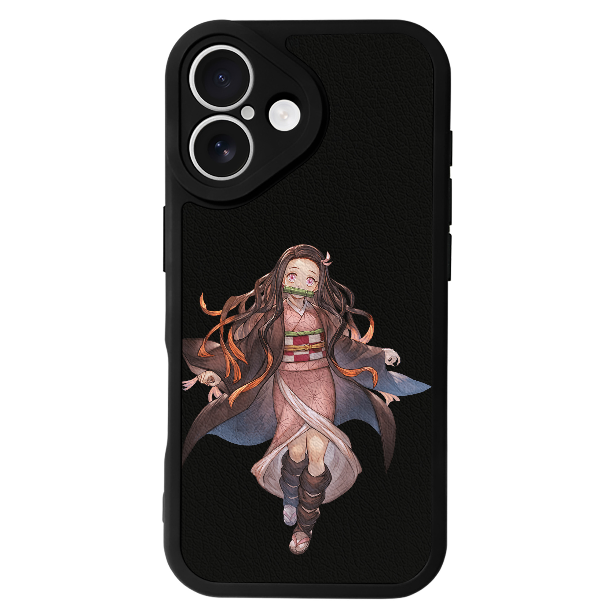 （画像用） 鬼滅の刃（きめつのやいば）竈門 禰󠄀豆子／かまど ねずこ Kamado Nezuko 【iPhone 16シリーズ対応】シリコンスマホケース（レザー調） 材質：シリコン